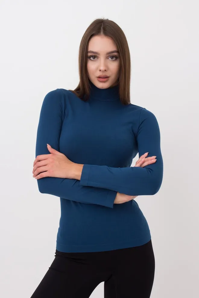 Безшовна водолазка LUPETTO MANICA LUNGA Giulia (navy peony), синій