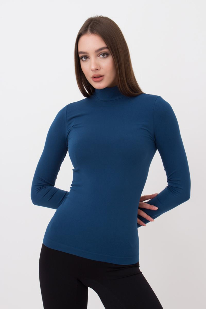 Безшовна водолазка LUPETTO MANICA LUNGA Giulia (navy peony), синій