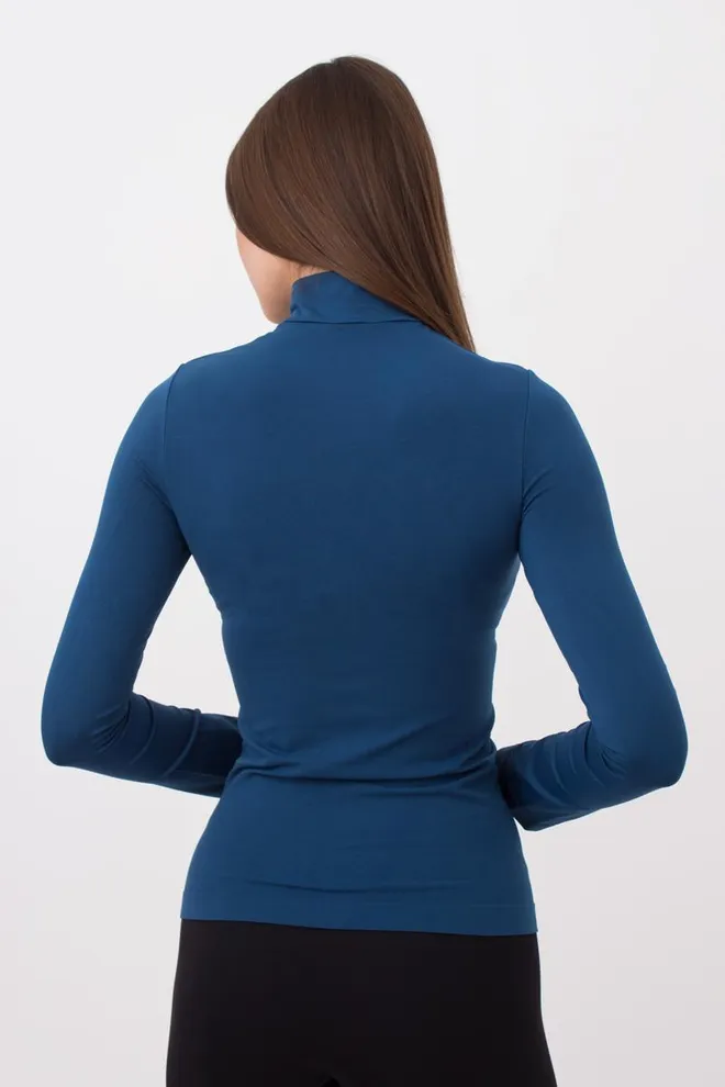 Безшовна водолазка LUPETTO MANICA LUNGA Giulia (navy peony), синій