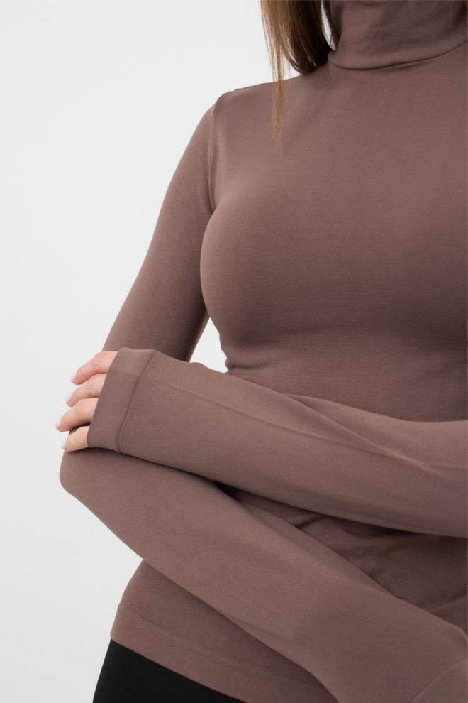 Безшовна водолазка LUPETTO MANICA LUNGA Giulia (deep taupe), коричневий