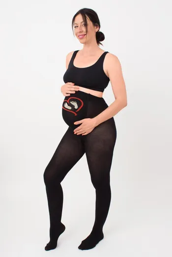 Теплі фантазійні колготки для вагітних Mama cotton fashion 001 Giulia (nero)