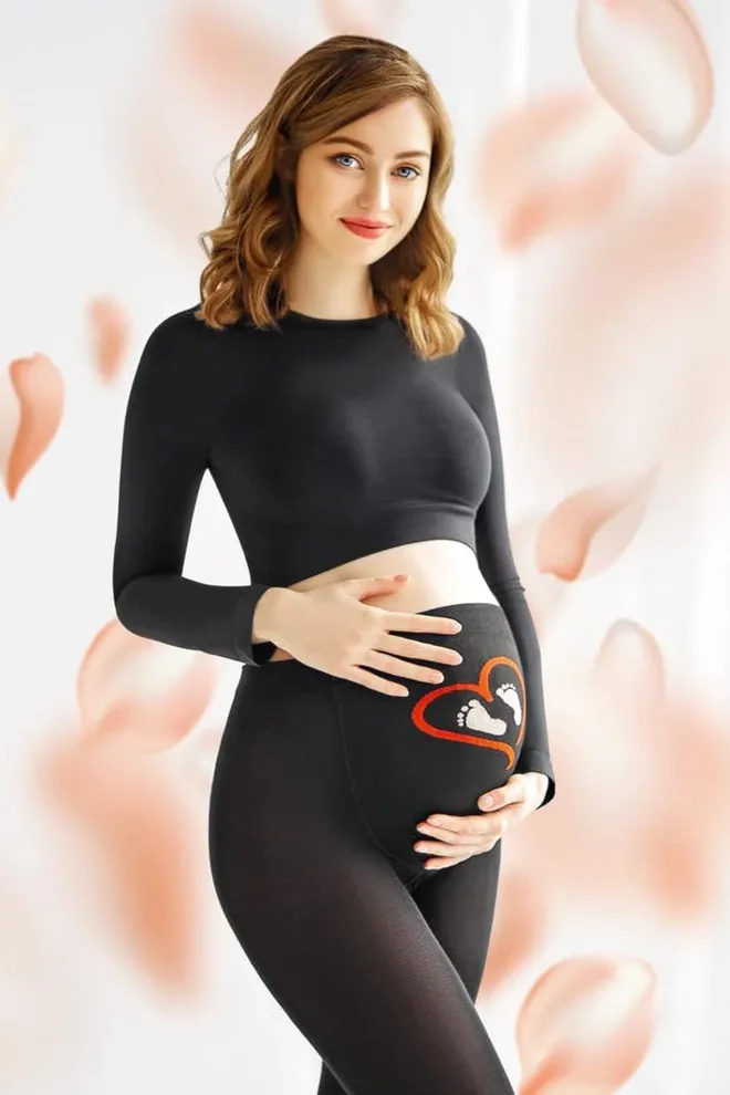 Теплі фантазійні колготки для вагітних Mama cotton fashion 001 Giulia (nero)