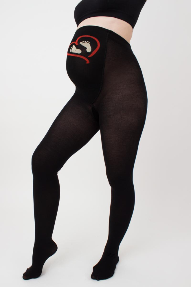 Теплі фантазійні колготки для вагітних Mama cotton fashion 001 Giulia (nero)