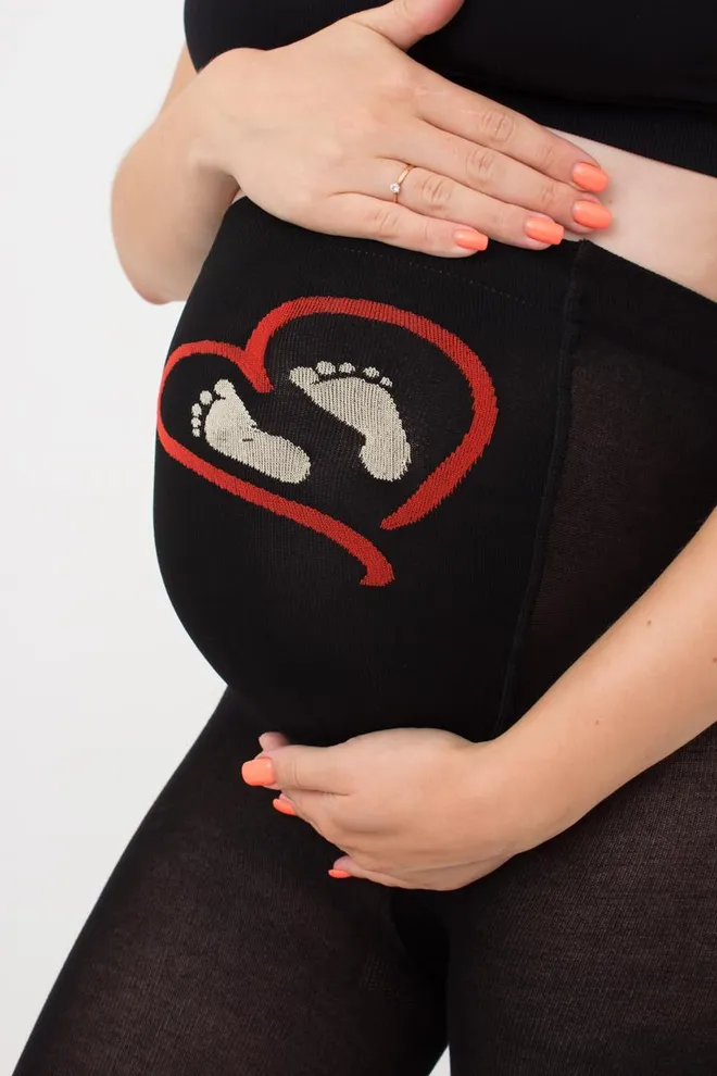 Теплі фантазійні колготки для вагітних Mama cotton fashion 001 Giulia (nero)
