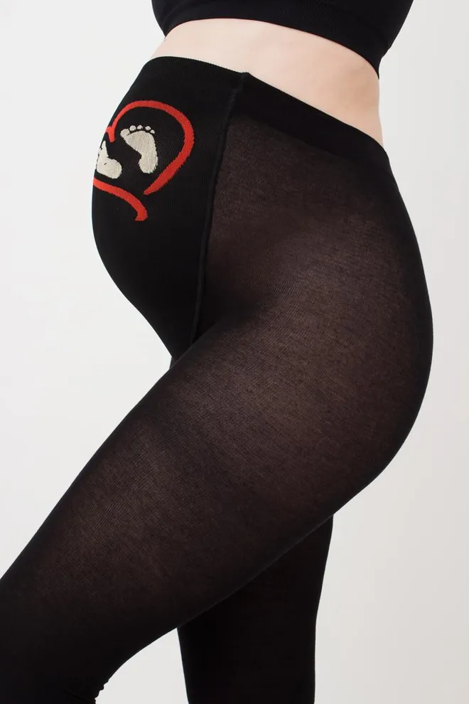 Теплі фантазійні колготки для вагітних Mama cotton fashion 001 Giulia (nero)