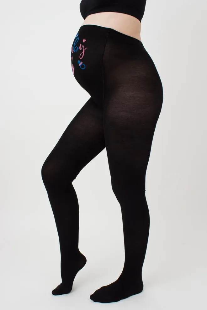 Теплые фантазийные колготки для беременных Mama cotton fashion 002 Giulia (nero)