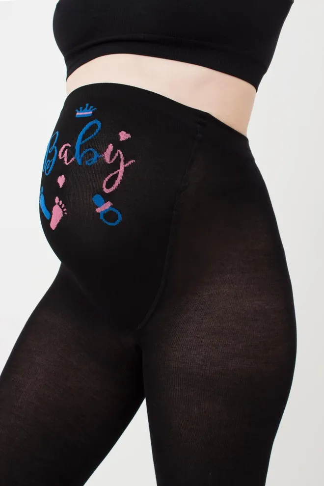 Теплые фантазийные колготки для беременных Mama cotton fashion 002 Giulia (nero)