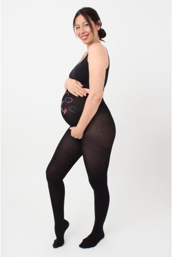Теплі фантазійні колготки для вагітних Mama cotton fashion 003 Giulia (nero)