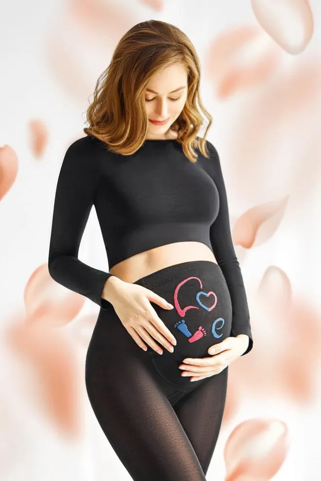 Теплі фантазійні колготки для вагітних Mama cotton fashion 003 Giulia (nero)