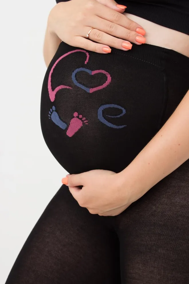 Теплі фантазійні колготки для вагітних Mama cotton fashion 003 Giulia (nero)