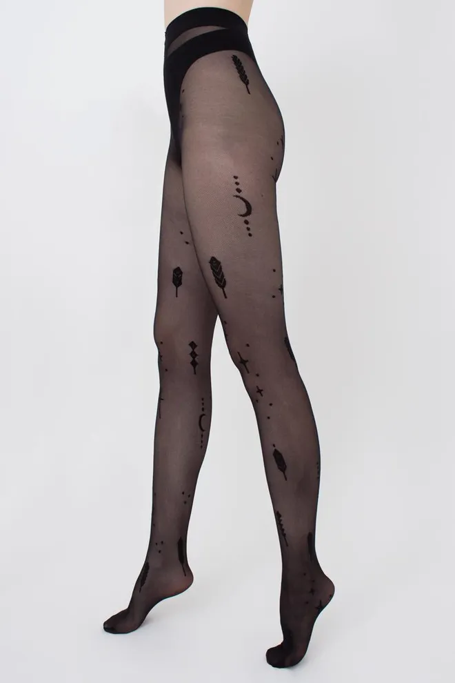 Колготки в сітку з принтом MESH 40 (3) Giulia (nero), чорний