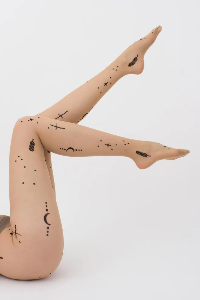 Колготки в сітку з принтом MESH 40 (3) Giulia (daino/nero), бежевий