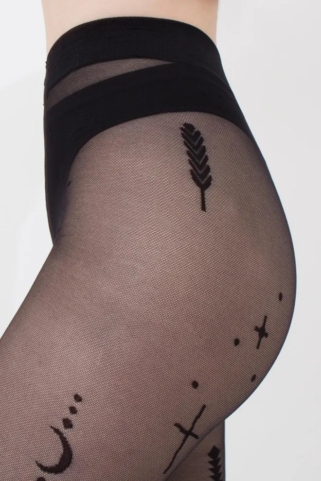 Колготки в сітку з принтом MESH 40 (3) Giulia (nero), чорний