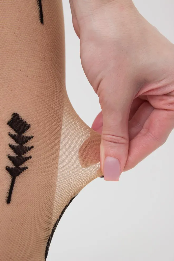 Колготки в сітку з принтом MESH 40 (3) Giulia (daino/nero), бежевий