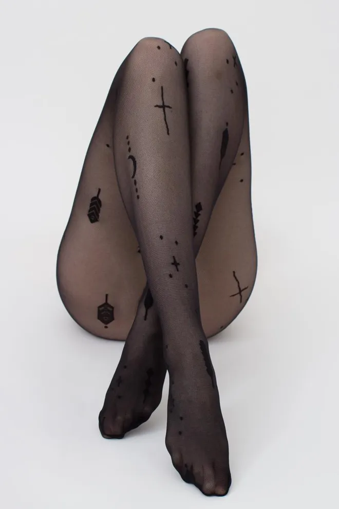 Колготки в сітку з принтом MESH 40 (3) Giulia (nero), чорний