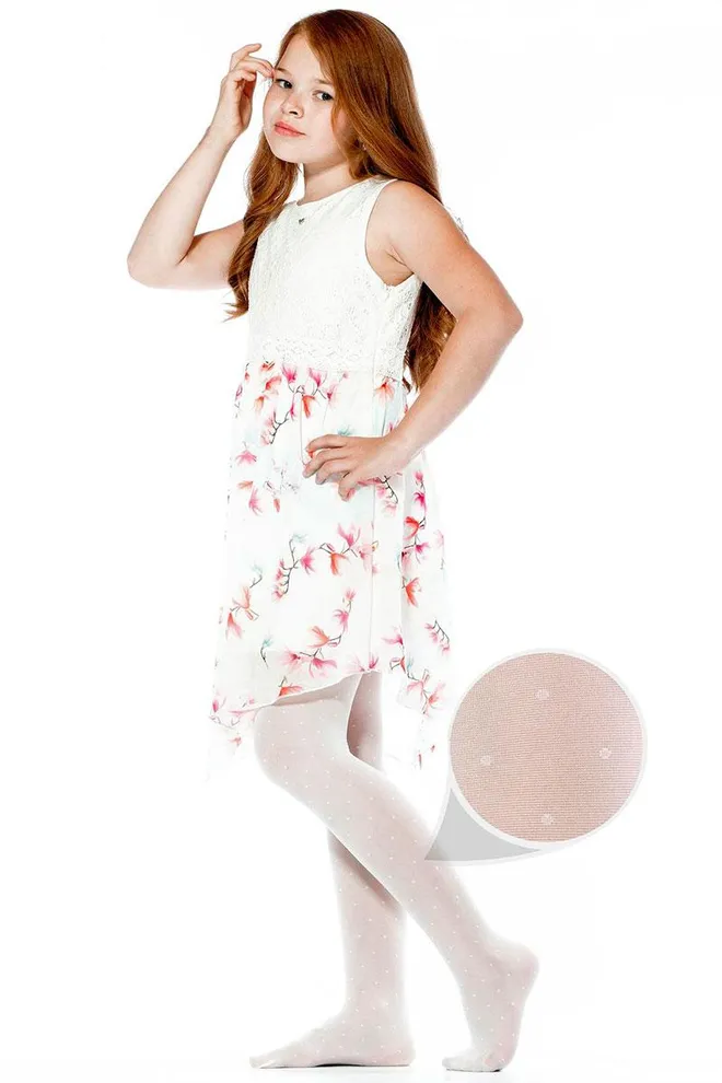 Дитячі колготки в горох Milana 40 den model 1 Giulia (bianco)