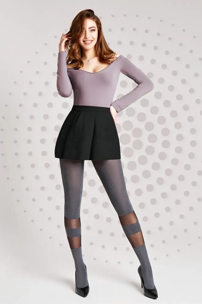 Колготки з геометричним малюнком Miracle 40 den model 2 Giulia (dark grey melange)