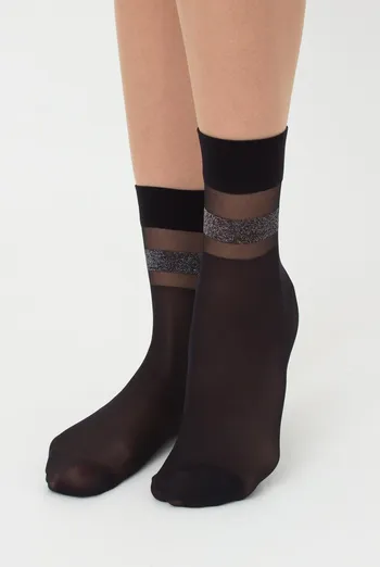 Капроновые носки с рисунком из люрекса Mln 04 (Lurex) Calzino 60 den Giulia (nero), черный Капроновые носки с рисунком из люрекса Mln 04 (Lurex) Calzino 60 den Giulia (nero), черный