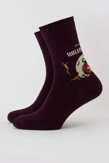 Шкарпетки чоловічі класичні з малюнком Ms3 Halloween 007 Giulia (vintage grape)