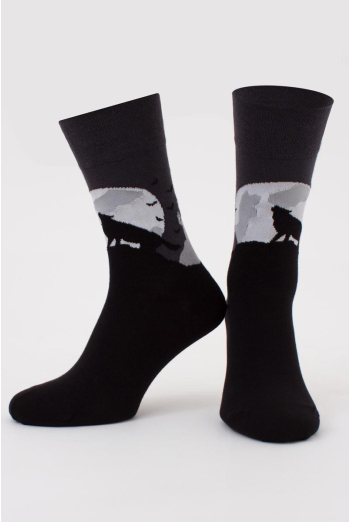 Носки мужские классические с рисунком Ms3 Halloween 2302 Giulia (pirate black), черный Носки мужские классические с рисунком Ms3 Halloween 2302 Giulia (pirate black), черный