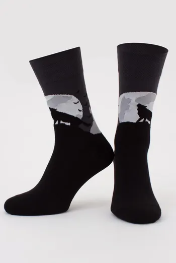 Шкарпетки чоловічі класичні з малюнком Ms3 Halloween 2302 Giulia (pirate black), чорний