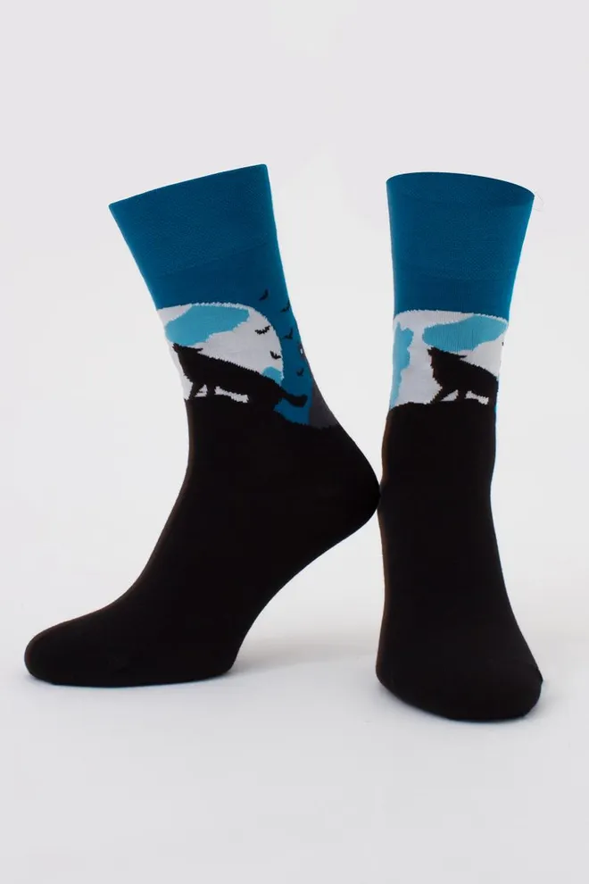 Носки мужские классические с рисунком Ms3 Halloween 2302 Giulia (blue sapphire), синий