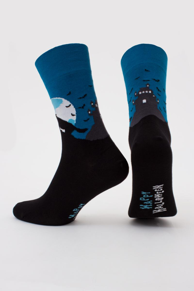 Шкарпетки чоловічі класичні з малюнком Ms3 Halloween 2302 Giulia (blue sapphire), синій