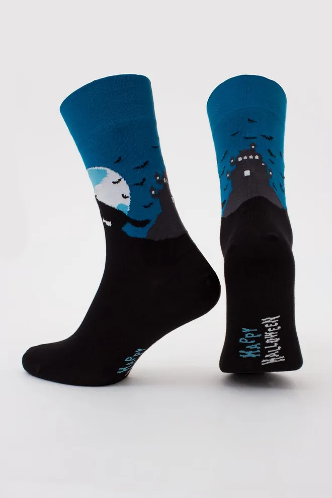 Носки мужские классические с рисунком Ms3 Halloween 2302 Giulia (blue sapphire), синий