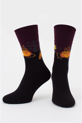 Носки мужские с праздничным рисунком Ms3 Halloween 2303 Giulia (vintage grape), фиолетовый Носки мужские с праздничным рисунком Ms3 Halloween 2303 Giulia (vintage grape), фиолетовый