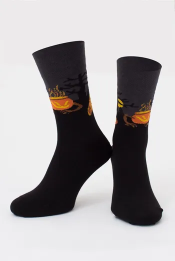 Шкарпетки чоловічі зі святковим малюнком Ms3 Halloween 2303 Giulia (pirate black), чорний