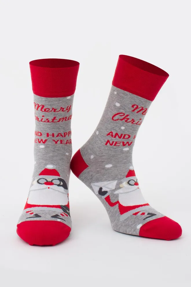 Носки мужские классические новогодние Ms3 New Year (F) 2404 Giulia (light grey melange)
