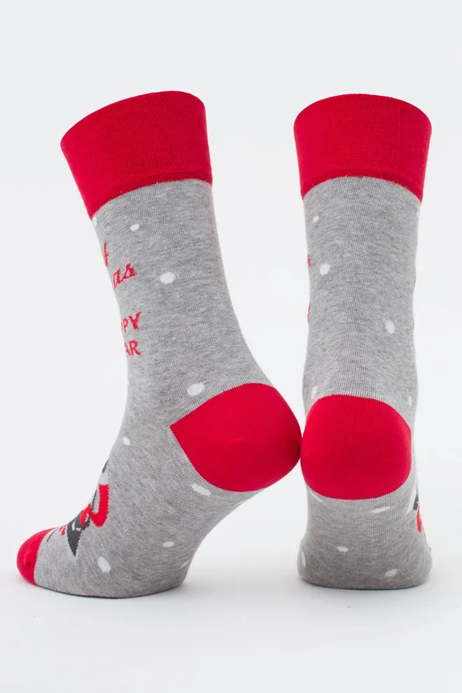 Носки мужские классические новогодние Ms3 New Year (F) 2404 Giulia (light grey melange)