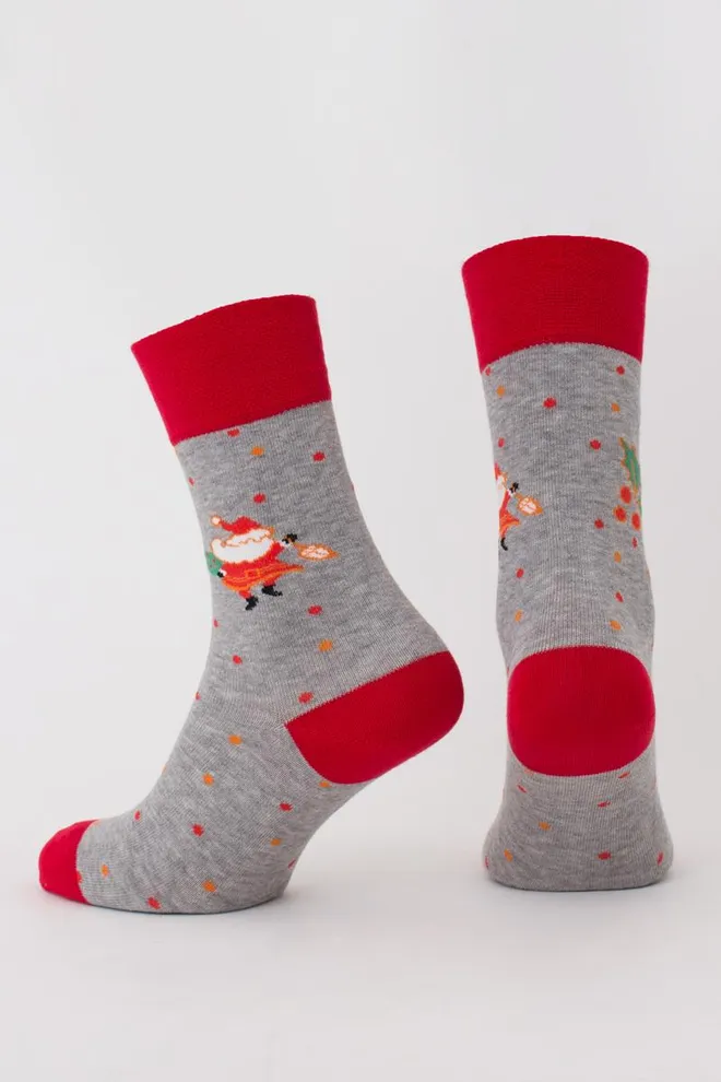 Носки мужские классические новогодние Ms3 New Year 2109 Giulia (light grey melange)