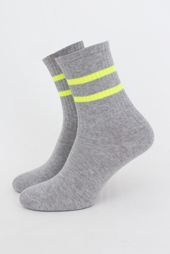 Шкарпетки чоловічі класичні Ms3 soft neon 002 Giulia (light grey melange/yellow)