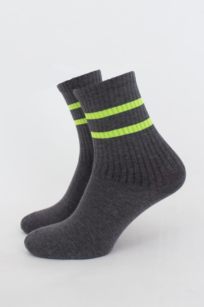 Шкарпетки чоловічі класичні Ms3 soft neon 002 Giulia (dark grey melange/yellow)