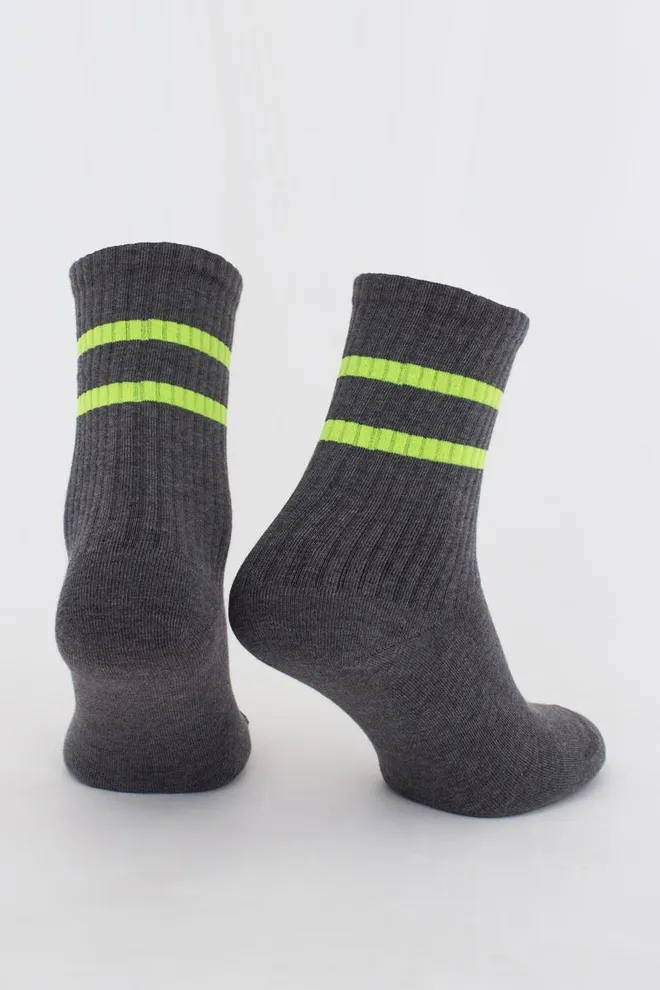 Носки мужские классические Ms3 soft neon 002 Giulia (dark grey melange/yellow)