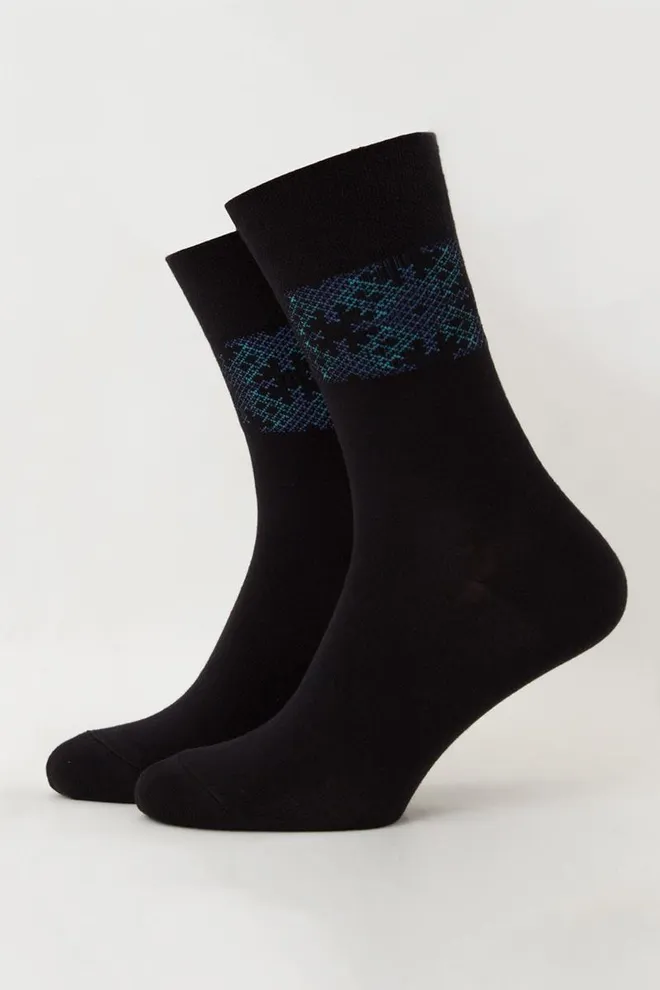 Носки мужские классические Ms3 ukr 002 Giulia (black/avio)