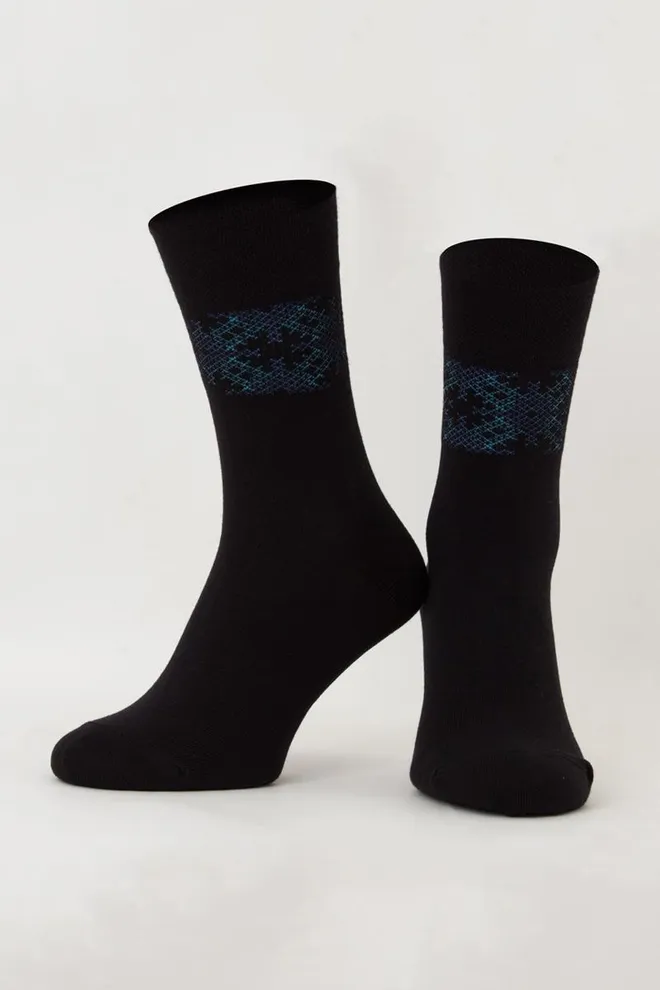 Носки мужские классические Ms3 ukr 002 Giulia (black/avio)