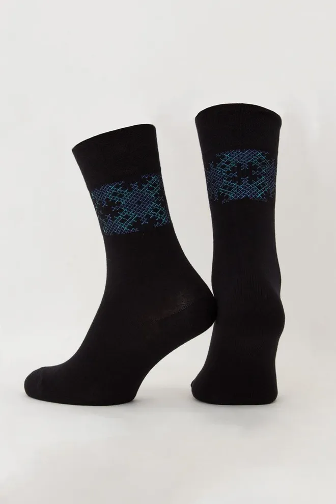 Носки мужские классические Ms3 ukr 002 Giulia (black/avio)