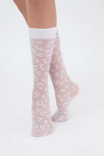 Жіночі гольфи з леопардовим малюнком NG-08 Giulia (bianco)