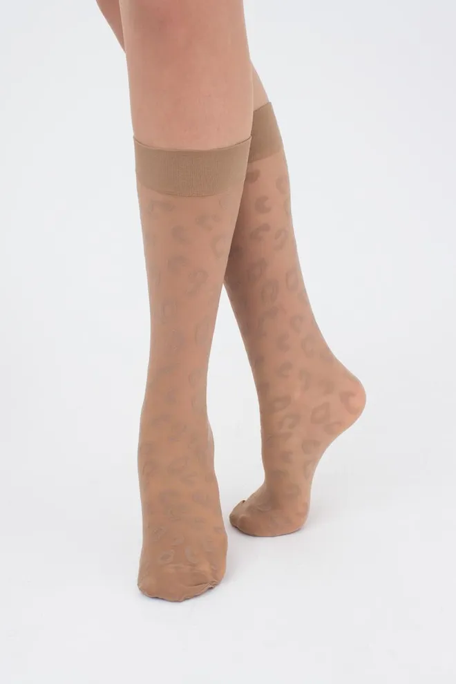 Жіночі гольфи з леопардовим малюнком NG-08 Giulia (glace)