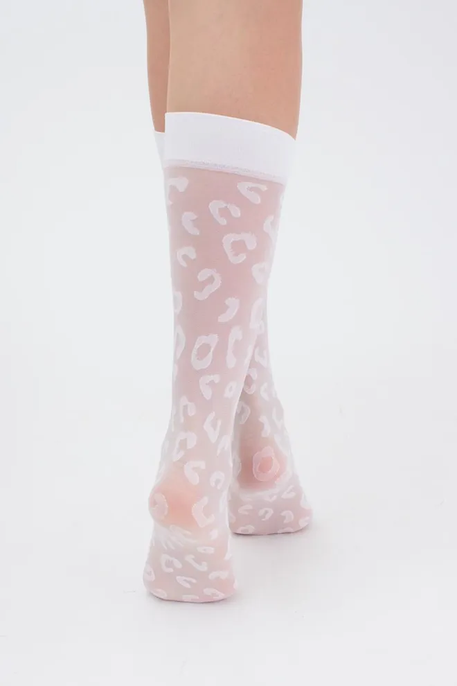 Жіночі гольфи з леопардовим малюнком NG-08 Giulia (bianco)