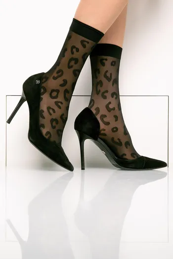 Шкарпетки жіночі короткі з леопардовим малюнком NN-05 Giulia (nero)