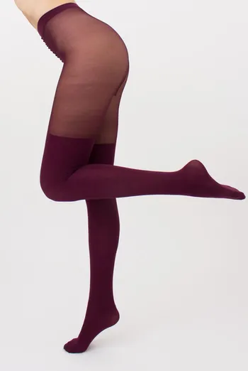 Кольорові колготки з імітацією панчіх Pari 60 den model 16 Giulia (port wine) Кольорові колготки з імітацією панчіх Pari 60 den model 16 Giulia (port wine)
