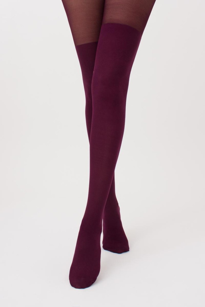 Кольорові колготки з імітацією панчіх Pari 60 den model 16 Giulia (port wine)
