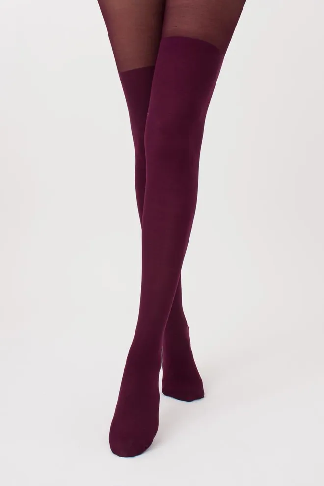 Цветные колготки с имитацией чулок Pari 60 den model 16 Giulia (port wine)