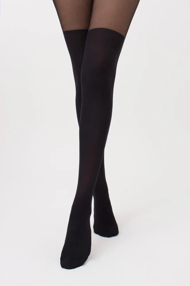 Кольорові колготки з імітацією панчіх Pari 60 den model 16 Giulia (nero)