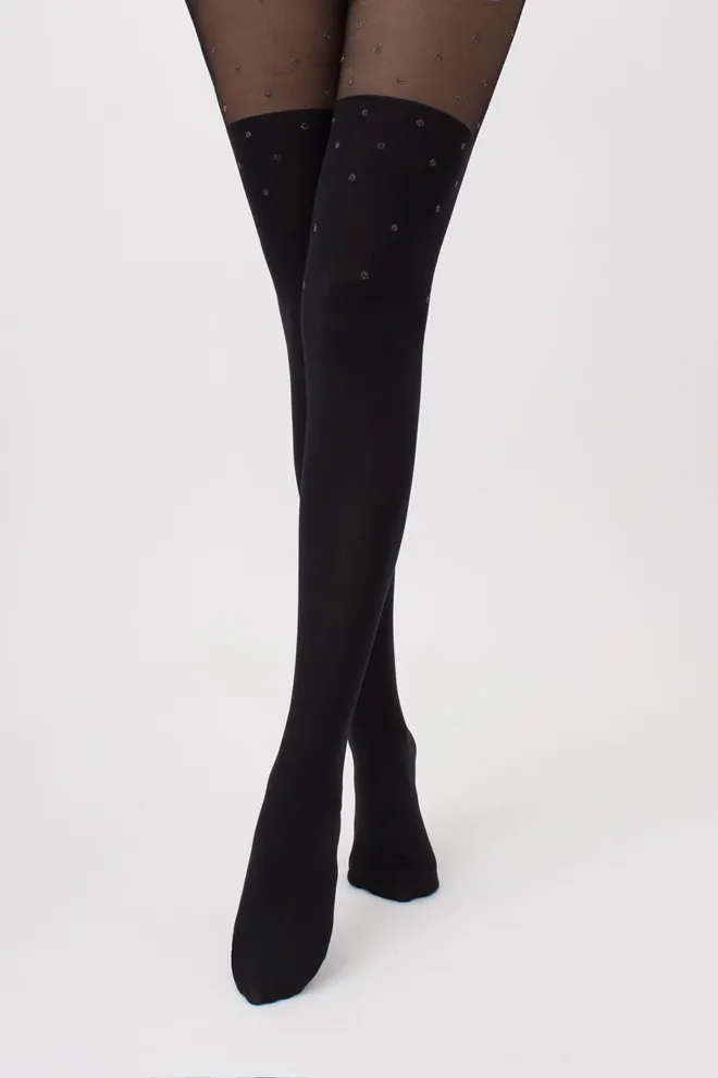 Колготки з імітацією панчіх Pari lurex 60 den model 3 Giulia (nero)