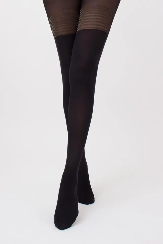 Колготки з імітацією панчіх Pari lurex 60 den model 2 Giulia (nero)