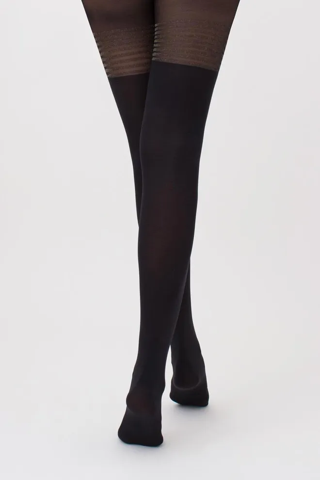 Колготки з імітацією панчіх Pari lurex 60 den model 2 Giulia (nero)